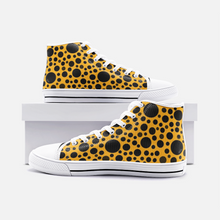 Load image into Gallery viewer, Yellow with Black dots -High Top Canvas Shoes