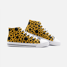 Load image into Gallery viewer, Yellow with Black dots -High Top Canvas Shoes