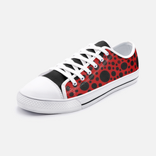 Load image into Gallery viewer, Red with Black dots - Low Top Canvas Shoes