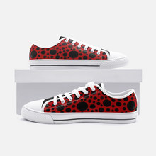 Load image into Gallery viewer, Red with Black dots - Low Top Canvas Shoes
