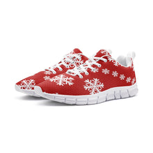 Load image into Gallery viewer, Snowflakes on Red -Athletic Sneakers