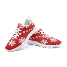 Load image into Gallery viewer, Snowflakes on Red -Athletic Sneakers