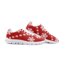 Load image into Gallery viewer, Snowflakes on Red -Athletic Sneakers