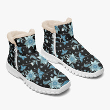 Load image into Gallery viewer, Blue flower- Fur Zipper Up Boots
