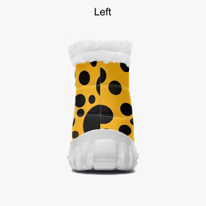 Yellow with Black dots- Fur Zipper Up Boots