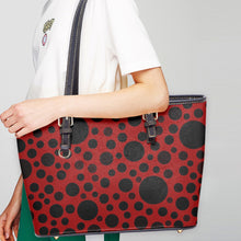 Load image into Gallery viewer, 586. Large Leather Tote Bag Red with black dots
