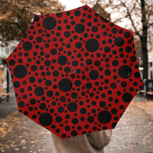 Red with Black dots - Automatic Folding Umbrella