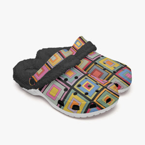 colorful square- Lined  Clogs