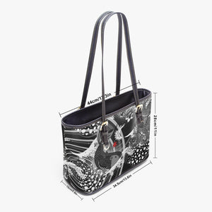 586. Large Leather Tote Bag for Women Toryu mon black