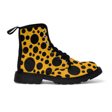 画像をギャラリービューアに読み込む, Yellow with Black dots-Women&#39;s Canvas Boots
