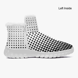 White with Black dots- Fur Zipper Up Boots