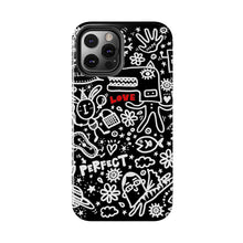 Load image into Gallery viewer, Doodle Love Tough Phone Case — Black &amp; White Cute Graphic Protection
