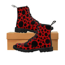 Load image into Gallery viewer, Red with Black dots -Women&#39;s Canvas Boots
