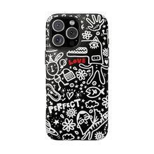 Load image into Gallery viewer, Doodle Love Tough Phone Case — Black &amp; White Cute Graphic Protection
