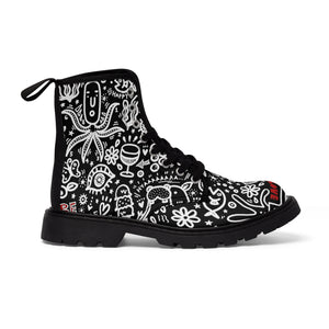 Everything is Perfect on Black -Women's Canvas Boots