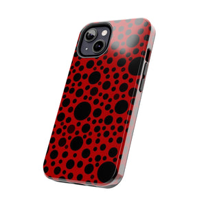 Red with black dots-Tough Phone Cases