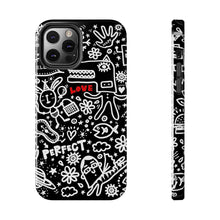Load image into Gallery viewer, Doodle Love Tough Phone Case — Black &amp; White Cute Graphic Protection
