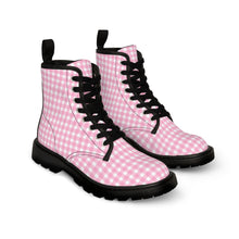 Load image into Gallery viewer, Pink checker -Women&#39;s Canvas Boots
