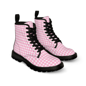 Pink checker -Women's Canvas Boots