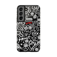 Load image into Gallery viewer, Doodle Love Tough Phone Case — Black &amp; White Cute Graphic Protection
