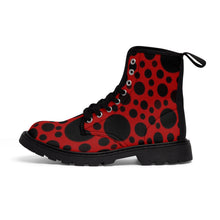 Load image into Gallery viewer, Red with Black dots -Women&#39;s Canvas Boots
