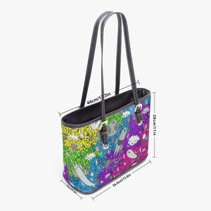 586. Large- Leather Tote Bag Dream in Rainbow