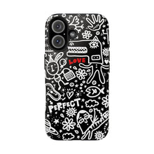 Load image into Gallery viewer, Doodle Love Tough Phone Case — Black &amp; White Cute Graphic Protection
