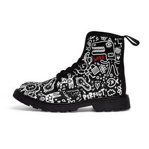 Everything is Perfect on Black -Women's Canvas Boots