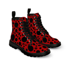 Load image into Gallery viewer, Red with Black dots -Women&#39;s Canvas Boots
