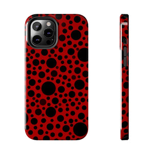 Red with black dots-Tough Phone Cases