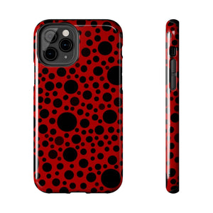 Red with black dots-Tough Phone Cases