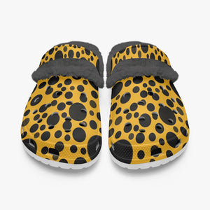 Yellow with black dots-Lined  Clogs