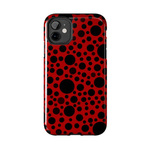 Red with black dots-Tough Phone Cases