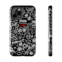 Load image into Gallery viewer, Doodle Love Tough Phone Case — Black &amp; White Cute Graphic Protection
