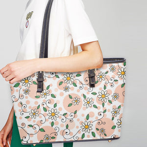 586. Large- Leather Tote Bag Spring Daisy Pink