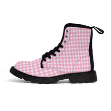 Load image into Gallery viewer, Pink checker -Women&#39;s Canvas Boots
