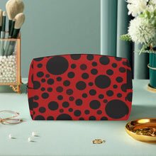 画像をギャラリービューアに読み込む, Red with Black dots-Large Capacity Travel Makeup Bag
