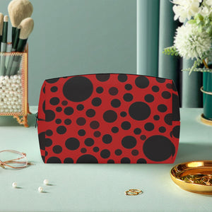 Red with Black dots-Large Capacity Travel Makeup Bag