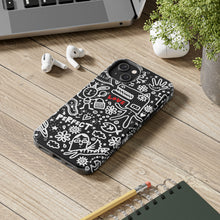 Load image into Gallery viewer, Doodle Love Tough Phone Case — Black &amp; White Cute Graphic Protection

