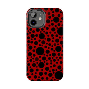 Red with black dots-Tough Phone Cases