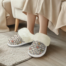 Load image into Gallery viewer, Cotton slippers with fur edges
