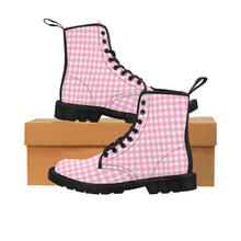 Load image into Gallery viewer, Pink checker -Women&#39;s Canvas Boots
