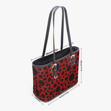 Load image into Gallery viewer, 586. Large Leather Tote Bag Red with black dots
