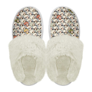 Cotton slippers with fur edges