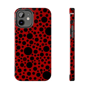 Red with black dots-Tough Phone Cases