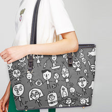 Load image into Gallery viewer, 586. Large -Leather Tote Bag Friends on the Earth
