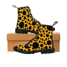 Load image into Gallery viewer, Yellow with Black dots-Women&#39;s Canvas Boots
