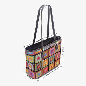 586. Large- Leather Tote Bag Colorful Square