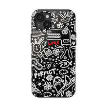 Load image into Gallery viewer, Doodle Love Tough Phone Case — Black &amp; White Cute Graphic Protection
