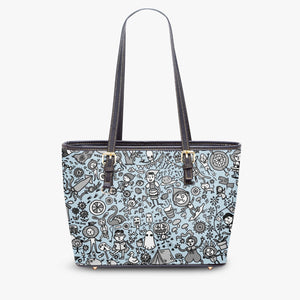 586. Large- Leather Tote Bag Good Time